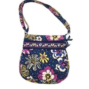 Vera Bradley Crossbody Bag Purse Royal Blue Floral Print Quilted